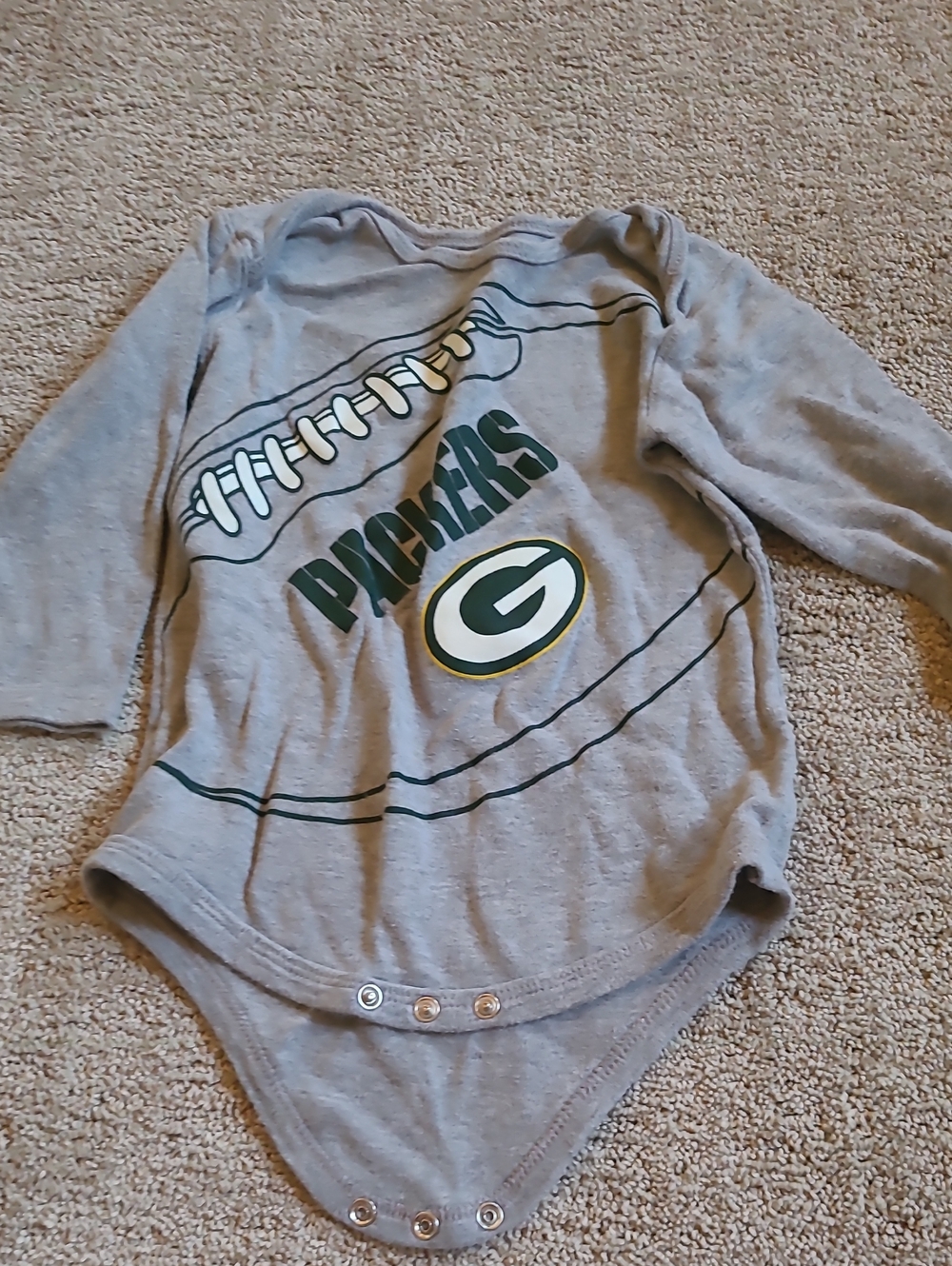 NFL Gray Green & Gold Packers Long-Sleeve Baby Bodysuit